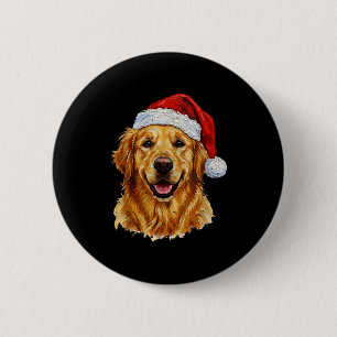 Cute Merry Christmas Golden Retriever Dog Christma 6 Cm Round Badge