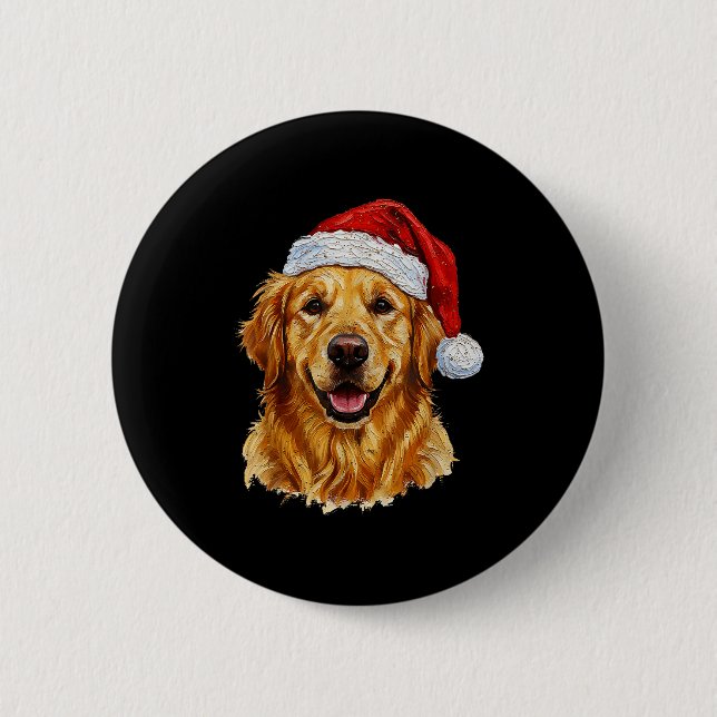 Cute Merry Christmas Golden Retriever Dog Christma 6 Cm Round Badge (Front)