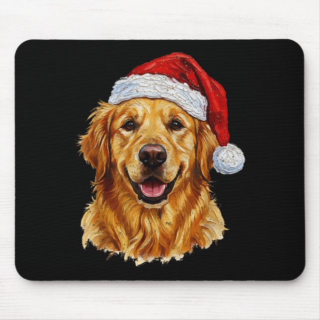 Cute Merry Christmas Golden Retriever Dog Christma Mouse Mat (Front)