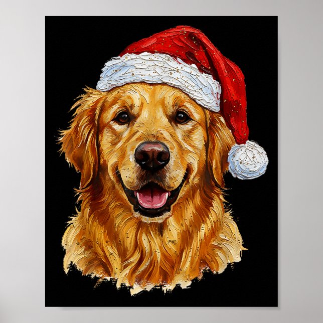 Cute Merry Christmas Golden Retriever Dog Christma Poster (Front)