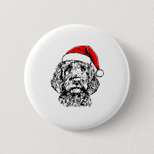 Cute Merry Christmas Goldendoodle Santa Christmas 6 Cm Round Badge