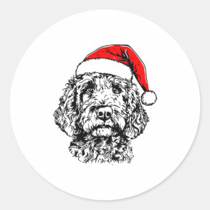 Cute Merry Christmas Goldendoodle Santa Christmas  Classic Round Sticker