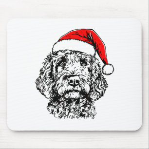 Cute Merry Christmas Goldendoodle Santa Christmas Mouse Mat