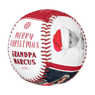 Cute Merry Christmas Grandpa 3 Photo Collage Baseball