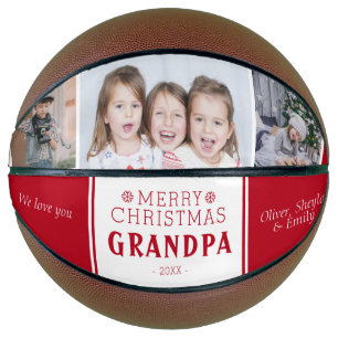 Cute Merry Christmas Grandpa 3 Photo Collage Basketball