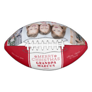 Cute Merry Christmas Grandpa Red 3 Photo Collage American Football