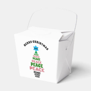 Cute Merry Christmas Green and Red Peace Tree Favour Box