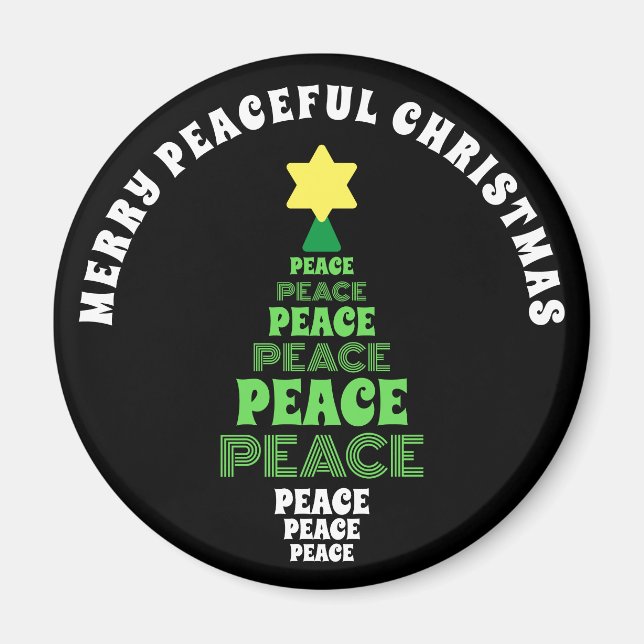 Cute Merry Christmas Green Peace Tree Magnet (Front)