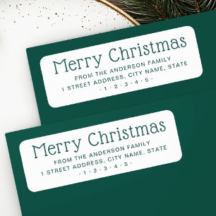 Cute Merry Christmas green white return address
