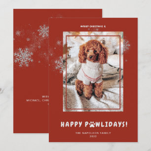 Cute Merry Christmas Happy PAWlidays Pet Photo  Ho Holiday Card
