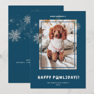 Cute Merry Christmas Happy PAWlidays Pet Photo Hol Holiday Card