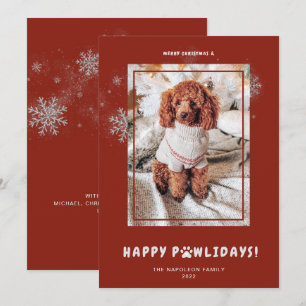 Cute Merry Christmas Happy PAWlidays Pet Photo Holiday Card