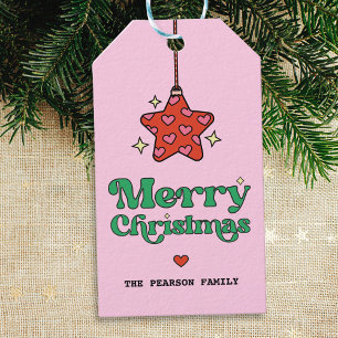 Cute  Merry Christmas Heart Pattern Star Ornament Gift Tags