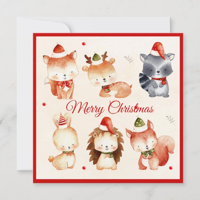 Cute Merry Christmas Holiday Card (Front)