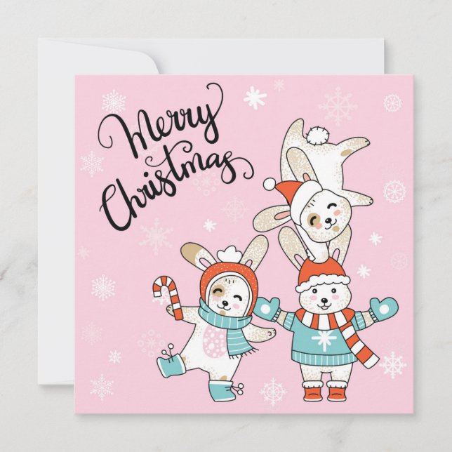 Cute Merry Christmas Holiday Card (Front)