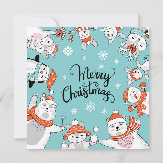 Cute Merry Christmas Holiday Card (Front)