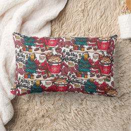 Cute Merry Christmas – Holiday Festive Lumbar Cushion