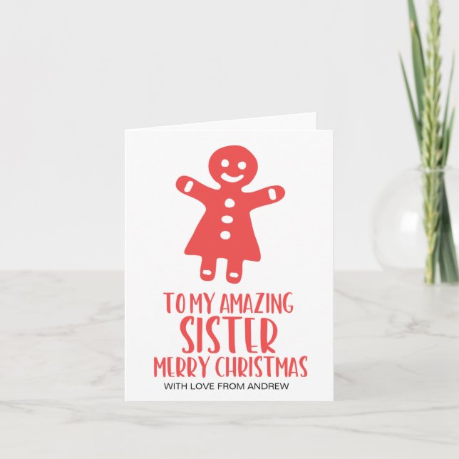 Cute Merry Christmas Holiday Greetings for Sister Card (Front)