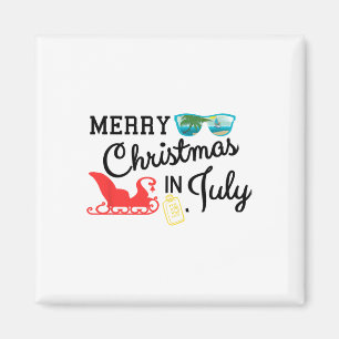 Cute Merry Christmas In July Beach Santa Magnet