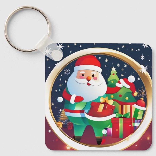 "Cute Merry Christmas Keychain – Festive Holiday A (Front)