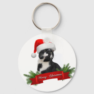 Cute merry christmas kitty Keychain