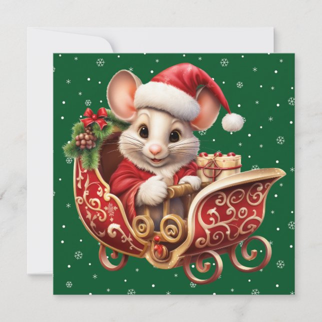 Cute Merry Christmas Mouse Card (Front)