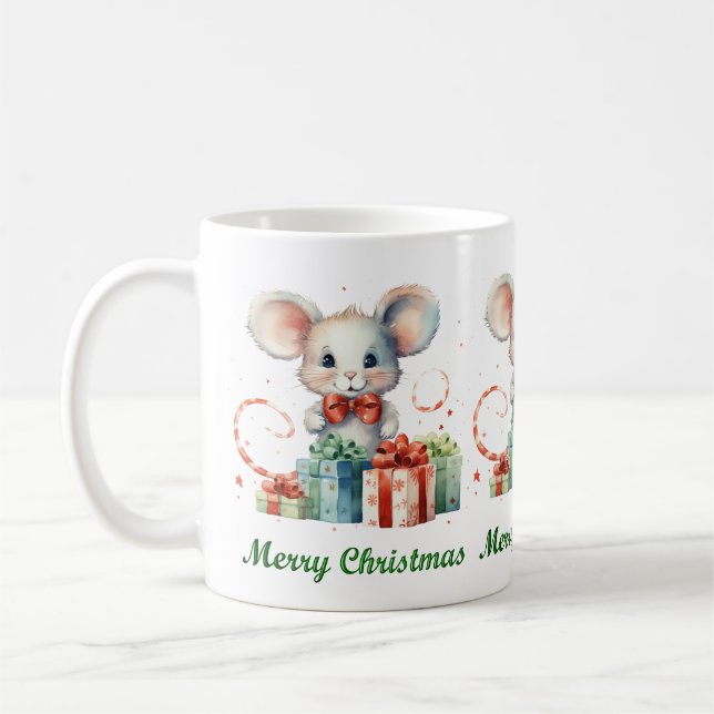 Cute Merry Christmas Mouse Mug (Left)