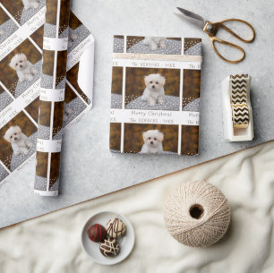 Cute Merry Christmas Pet Dog Photo  Wrapping Paper