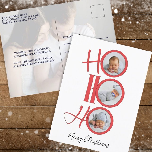 Cute Merry Christmas Photo Collage Holiday Postcard (Creator Uploaded)