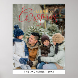 Cute Merry Christmas Photo Poster