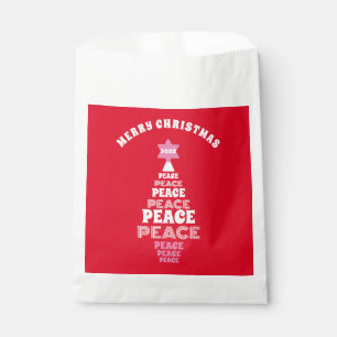 Cute Merry Christmas Pink and Red Peace Tree Favour Bags