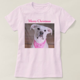 Cute Merry Christmas Pink Puppy Dog Holiday T-Shirt
