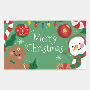 Cute Merry Christmas Rectangular Sticker
