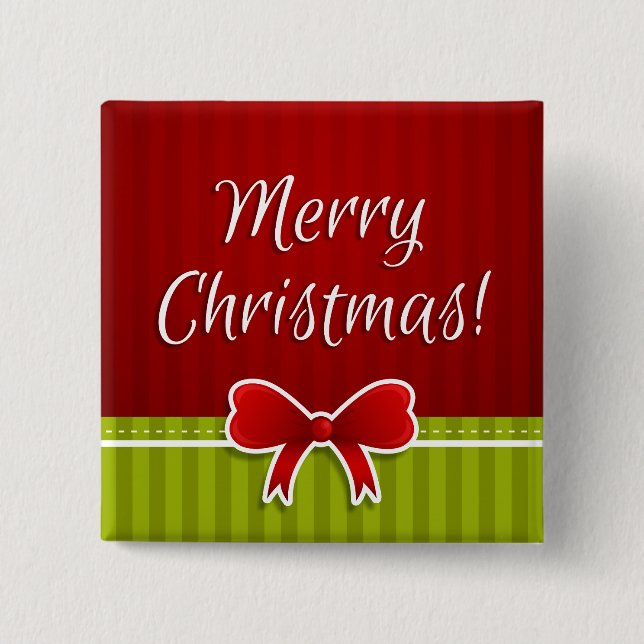 Cute Merry Christmas Red Green Design 15 Cm Square Badge (Front)