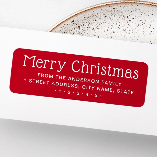 Cute Merry Christmas red return address (Cute Merry Christmas red return address Label)
