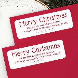 Cute Merry Christmas red white return address