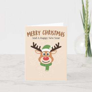 Cute Merry Christmas Reindeer Card