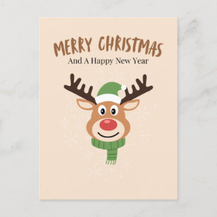 Cute Merry Christmas Reindeer Card