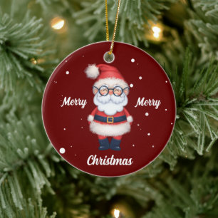 Cute Merry Christmas Santa  ceramic ornament