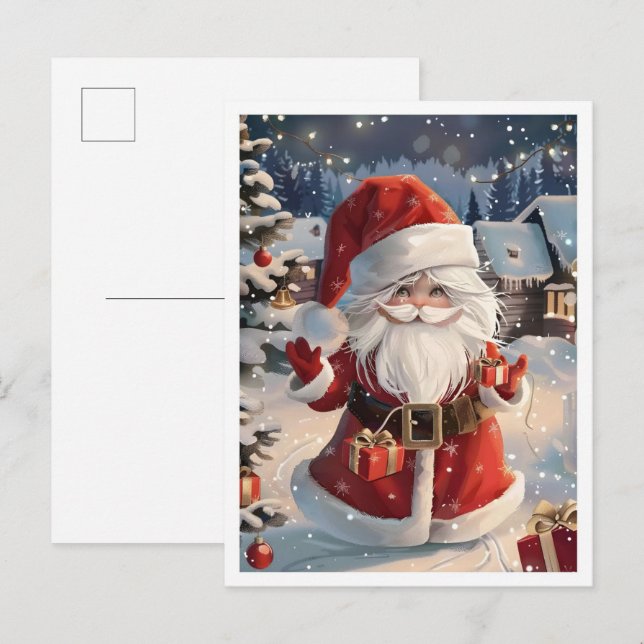 Cute Merry Christmas Santa Clause Postcard (Front/Back)