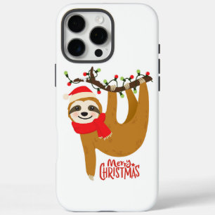 Cute Merry Christmas Santa Sloth iPhone 16 Pro Max Case