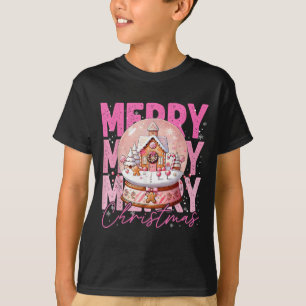 Cute Merry Christmas Snow Globe Nk Gingerbread Hou T-Shirt