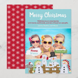 Cute Merry Christmas Snowman From Kids to Kids Invitation