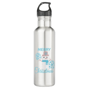 Cute Merry Christmas Snowman Snowflakes Character 710 Ml Water Bottle
