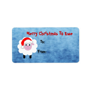 Cute Merry Christmas To Ewe Sheep Label
