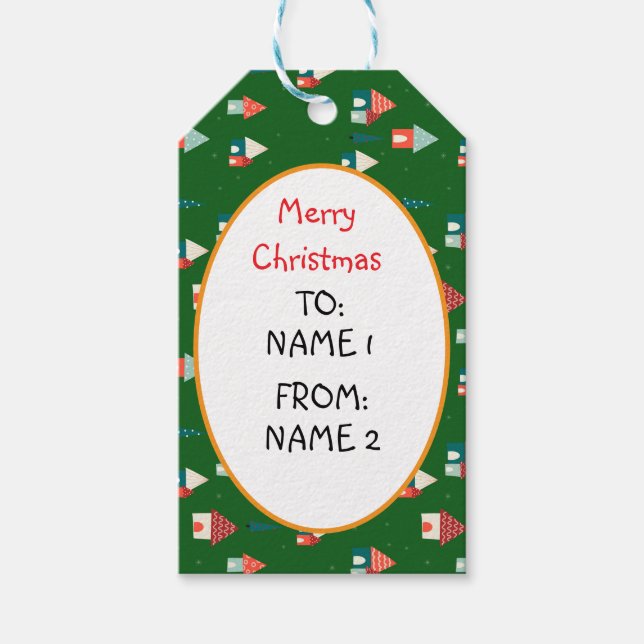 Cute Merry Christmas town  Gift Tags (Front)