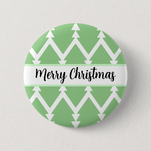 Cute Merry Christmas Tree Design Light Green` 6 Cm Round Badge
