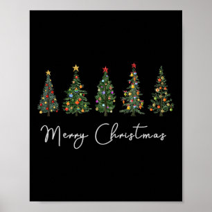 Cute Merry Christmas Tree Fun Women Matching Fami Poster