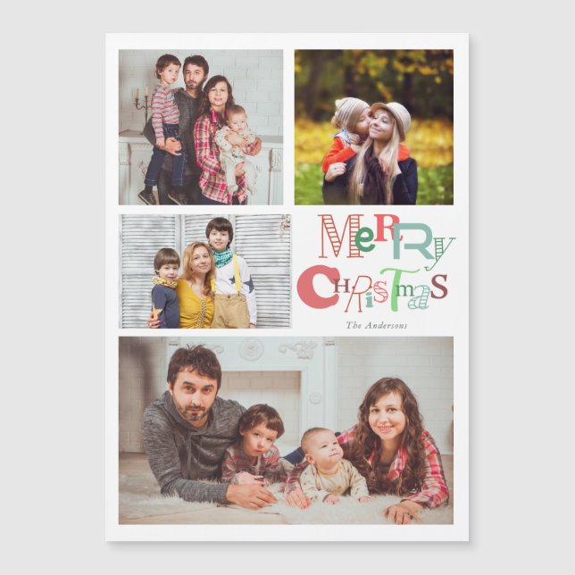 cute merry christmas typography 4 photo collage (Front)