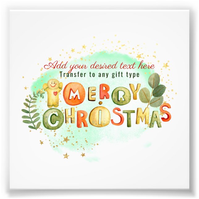 Cute Merry Christmas Typography For Cards and Gift Photo Print (Front)
